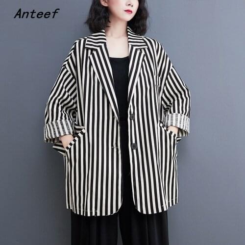 Anteef long sleeve cotton woman causal loose autumn spring blazer jackets for women 2021 clothes coat