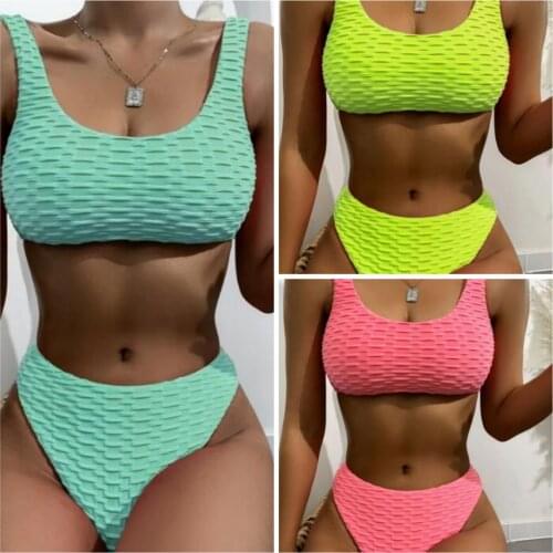 Womens Swimming Suit 2021 Summer Sexy Ins Sugar Color Bikini Push-up Bra Tops Thong Panties Sportwear Two Piece Sets Bathing