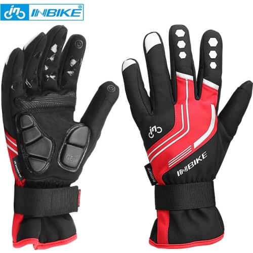 INBIKE Winter Warm Motorcycle Gloves Gel Padded Cycling Gloves Mens Outdoor Ski Thermal Gloves Bicycle MTB Bike Accessories
