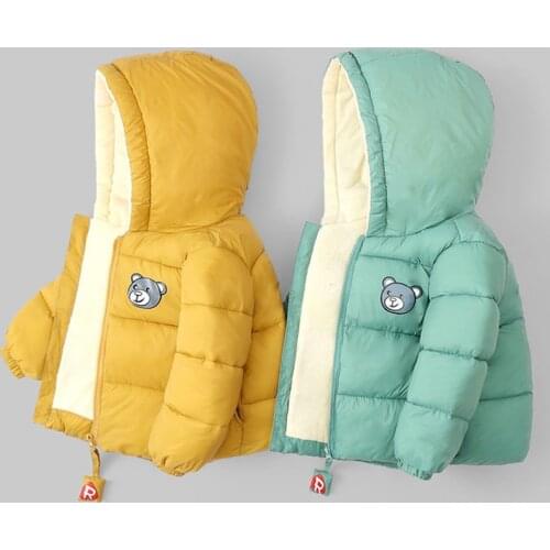 0-6Y Winter toddler Baby kids boy girls jacket coat down cotton jacket baby hooded warm cotton jacket baby plus fleece coat