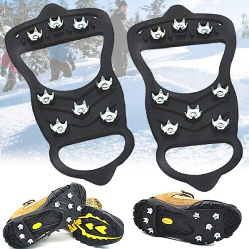 1 Pair 8 Nails Ice Floes Gripper Shoes Snow Crampons Anti-slip Ice Gripper Hiking Cleats Spikes ASD88