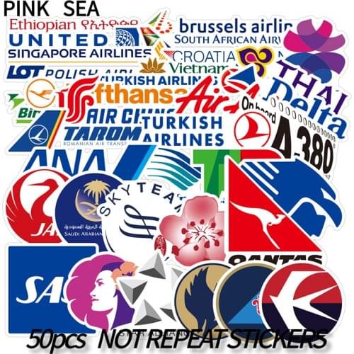 10/30/50Pcs/SET New Style Airline Logo High Quality Stickers Aviation Travel Trip For Suitcase Laptop DIY Waterproof Sticker