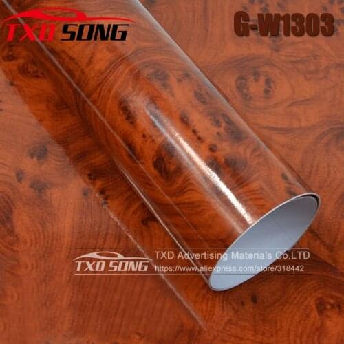 100x30CM/PCS Premium Glossy Car Styling Wrap Wrapping Internal Decoration Wood Grain Pvc Vinyl Film Sticker Glossy wood PVC FILM