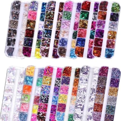 12 Grids/set 3D Rhinestones For Nails Art Decoration Mix Crystal Metal Nail Rivets Shiny Charm Strass Manicure Accessories Studs