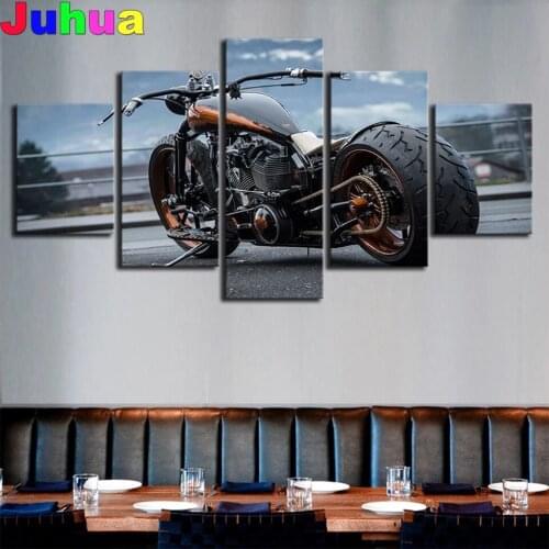 5 Pcs Luxury Retro Motorcycle 5d diy diamond painting full square round drill mosaic diamond stitch embroidery gift Home decor
