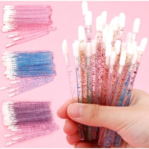 50Pcs Disposable Lip Brush Eyelash Makeups Brushes Lash Extension Mascara Wands Eyeshadow Applicators Cleaner Cosmetic Tools