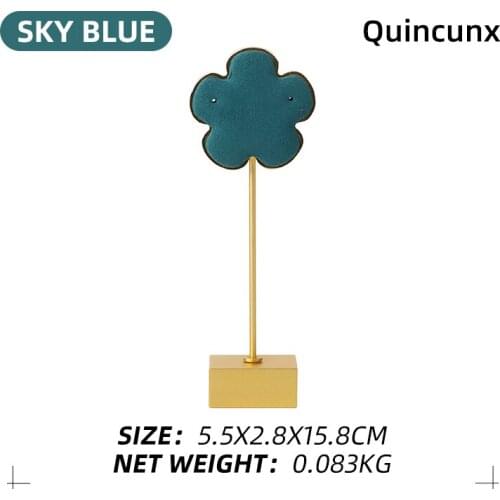 8 Color Available Blue Flower Shaped Microfiber Metal Jewelry Display Stand For Femal Earring Necklace Showcase Jewellery Holder