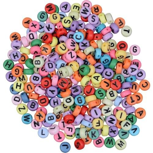 Acrylic Mixed Color Letter Beads DIY Bracelet Accessories Round Flat Alphabet Loose Spacer Beads For Handmade Jewelry Making