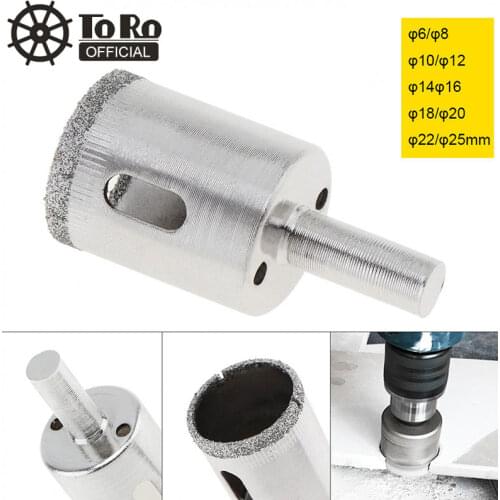 TORO 10/12/14/16/18/20/22/25mm Diamond Coated Core Hole Saw Drill Bit Set Tools Glass Drills Hole Opener for Tiles Glass Ceramic