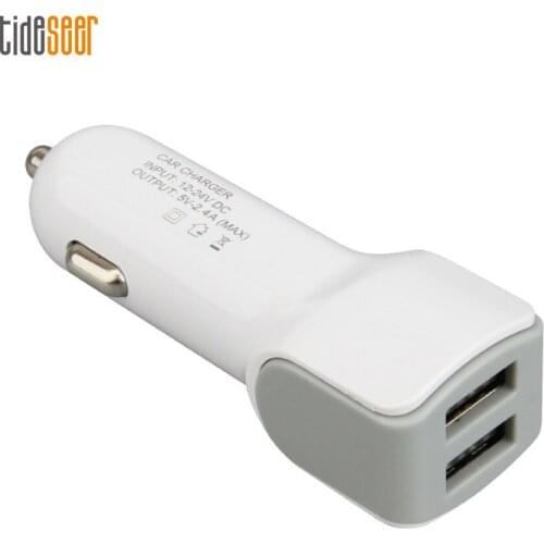 5V 2.4A Car Charger Power Adapter Dual USB 2-Port Mini Car Cigarette Socket Chargers For iPhone Mobile Phone Tablet PC 100pcs