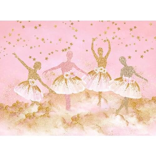 Ballet Ballerina Gold Star Pink Dance background High quality Computer print party backdrops
