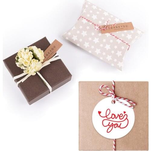 Thank You Kraft Paper Hang Tag Love You Packaging Label Wedding Favors Wrapping Gift Candy Bag Box Supplies Valentine Gift Decor
