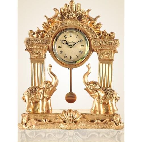 European Style Living Room Clock Elephant Clock Lucky Town House Decoration Retro Fashion Creative Large Desktop Retro clock