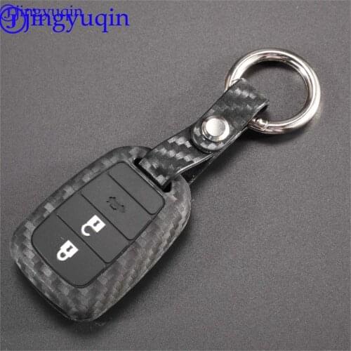 Jingyuqin For Honda GREIZ Civic City XRV Vezel Car Keys Blank Case Cover Carbon Fiber Patten Silicone Car Key Shell