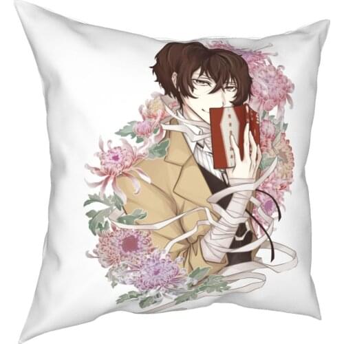 Dazai Bungo Stray Dogs Pillow Cover Home Decor Bungo Anime Bsd Osamu Cushion Cover Throw Pillow for Car Double-sided Printing