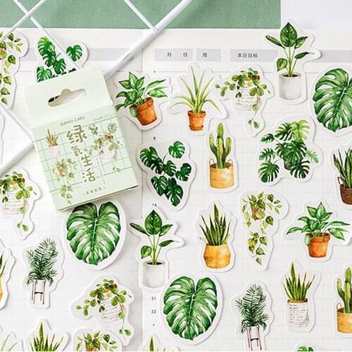 45 Pcs/ set Plant Decorative Stickers Creative Flowers And Plants Design DIY Decoration Stickers Sealing Stick Scrapbooking