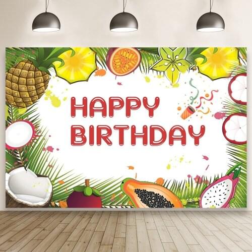 Children Happy Birthday Photography Backdrop Summer Party Background Newborn Baby Shower Fruit Theme Photocall Banner Decors
