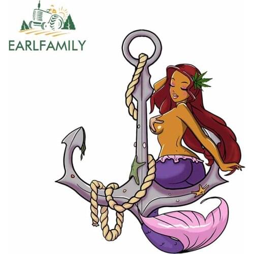 EARLFAMILY 13cm x 11.2cm for Kush Mermaid Anchor Anime Car Stickers Refrigerator Trunk Decal Personality Scratch-Proof Graphics