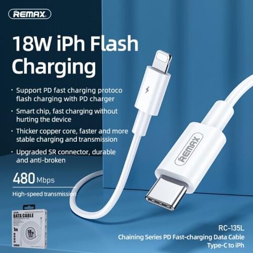Remax iphone data cable Typec fast charging iphone 11 pro mobile phone charger cable lightning universal PD flash charging 18W