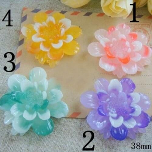 AAA Quality~8pcs 38mm 4 color optional Resin Flower Flat Back cabochon cameo.DIY resin cameo cabochon Decoration 009005078