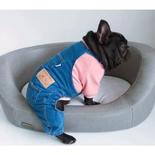 French Bulldog Demin Jumpsuits Fashion Pet Dog Warm Clothes For Small Medium Puppy Dogs Clothing Schnauzer Dropshipping SBC01