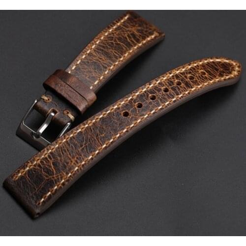 Dark Coffee Color Leather Strap 18 19 20 21 22MM Is Suitable For Antique Calfskin Soft Bracelet, Ultra-Thin Oily Leather Mens