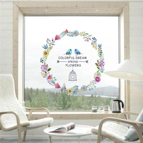 Colorful Dream Flower Peace Birds Wall Stickers decals for kids room Home decor 3d home decor adesivo de parede