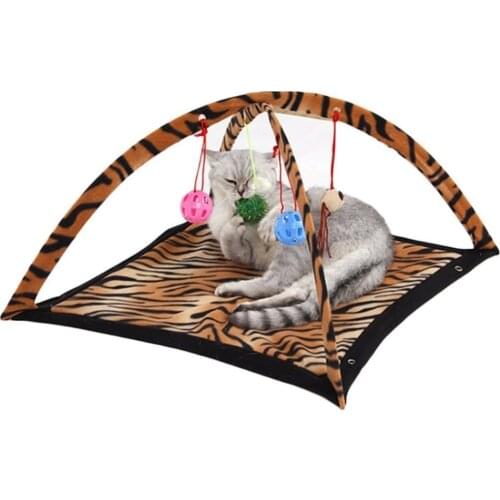 Pet Play Cat Tent Bed Funny Colorful Kitten Pad Cushion Exercise Folding Toy Cat Hammock Bed For Cat Bed Ladybird Stripe Leopard