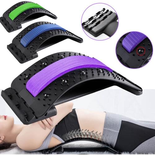 Back Massager Massageador Magic Support Stretch Fitness Relaxation Spine Stretcher Equipment Lumbar Pain Relief Adjustable Tools