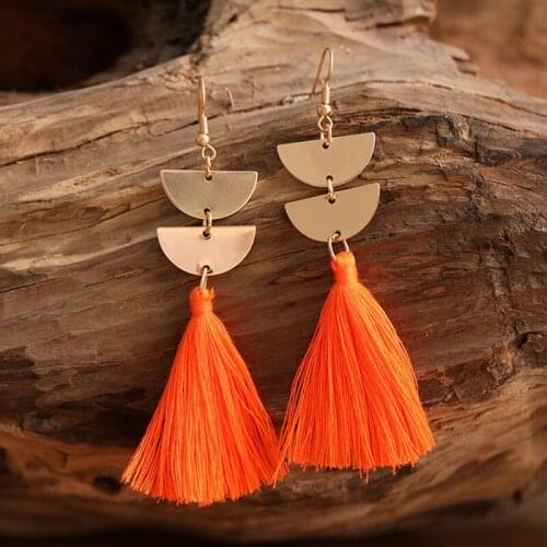 Metal Macrame Earrings Unique Women Bohemian Dainty Trendy Retro Vintage Statement Gift Geometric Tassels Earrings
