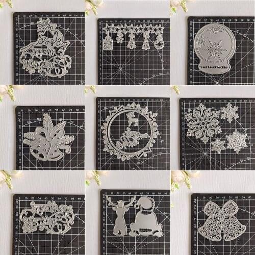 Christmas Bell/Deer/Blessing Metal Cutting Dies Stencils for DIY Scrapbooking Photo Album Paper Cards Making Decorative Crafts