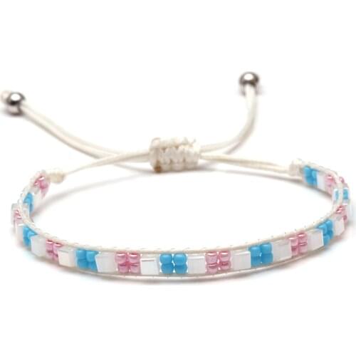 Pretty Cute Japan Miyuki Glass Seed Beads Sparkling Crystal Woven Bracelet Women Men Handcrafted Waxed String Pull Jewelry Gift