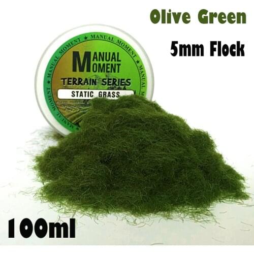 Miniature Scene Model Materia Olive Green Turf Flock Lawn Nylon Grass Powder STATIC GRASS 5MM Modeling Hobby Craft Accessory