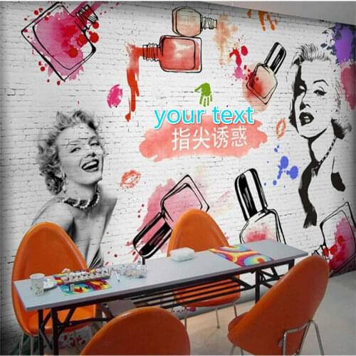 Fashion Beauty Salon Nail Shop Wall Paper Papel De Parede 3d Marilyn Monroe Industrial Decor Background Mural Wallpaper 3D