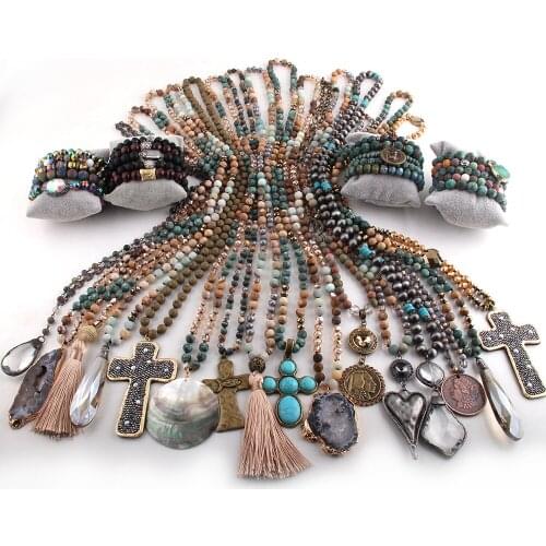 MOODPC Wholesale 20pc Mix Color Necklace / Bracelet set Fashion Jewelry Handmade Women necklaces