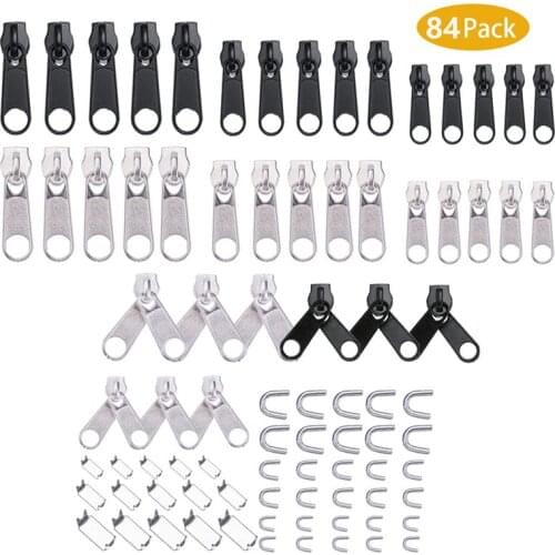 84/194/197PC Zipper Repair Kit Replacement Zipper Auxiliary Pliers Zipper Puller Pliers Metal Lock Pull Head Garment Accessories