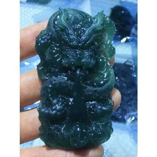 Natural 7A Myanmar jade hollow Handcarved jade dragon emperor green jade pendant jade necklace pendants jewelry