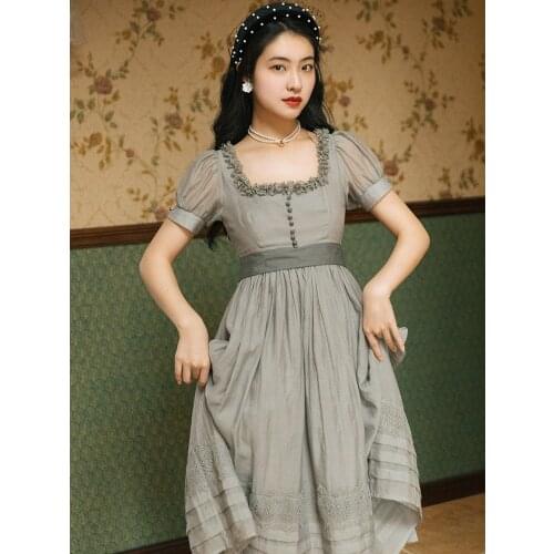 2021 new fashion womens clothing woman dress Vintage Square Collar dress
