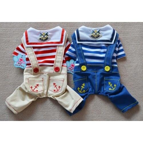 Small Puppy Pet Dog Striped Cotton Rompers Clothes Costume Jumpsuit Coat Apparel