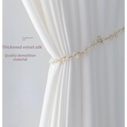 Nordic Curtain Gauze Translucent and Opaque Velvet Curtain Velvet Without Perforation Curtains for Living Dining Room Bedroom