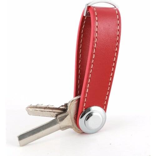 Nosii Portable Genuine Leather Smart Key Holder Wallet Compact Car Key Organizer Ring Pocket Carrying Tool No Scratch Hanging