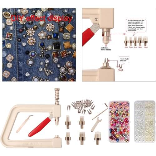 1 Set Manual Pearl Machine Hand Press Tools Rivet Pearl Setting Machine Crafts Tools for DIY Knitting Lace Hat Accessories