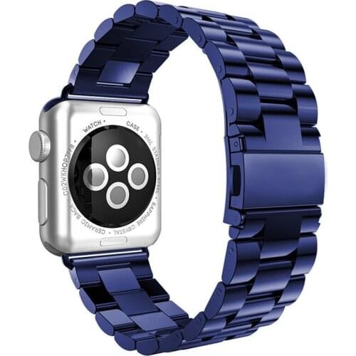 Sapphire Blue 20cm Long Stainless Steel Wrist Strap for Apple Watch Universal Band Special Metal Bracelet Replacment Watch Strap