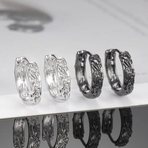 KOFSAC Mythical Beast Earrings For Men Black Gold Jewelry Trendy Silver Color Animal Ear Earring Unisex New Valentines Day Gift