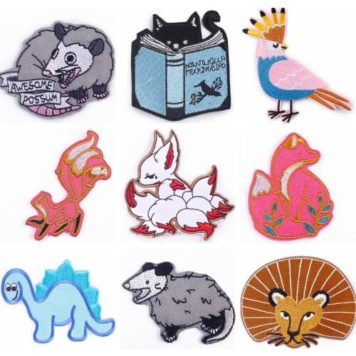 Cute Cartoon Animals Patch Iron On Patch Embroidered Patches For Clothing DIY Fox Iron On Patches For Clothes Stickers Stripes