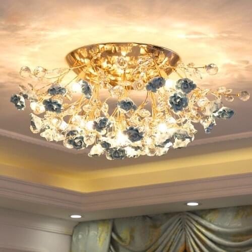 European Crystal Ceiling Lamp Modern led Ceramic Lamp Living room Decoration Light Bedroom Dining Room led Crystal Ceiling Light