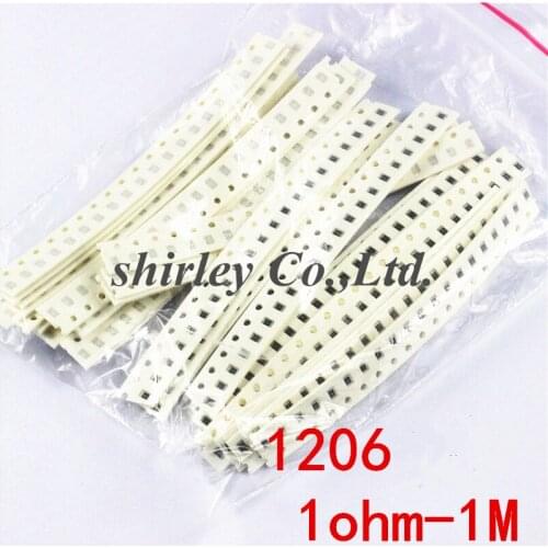 Connectors 1206 SMD Resistor Kit Assorted Kit 1ohm-1M ohm 1% 33valuesX 20pcs=660pcs Sample Kit
