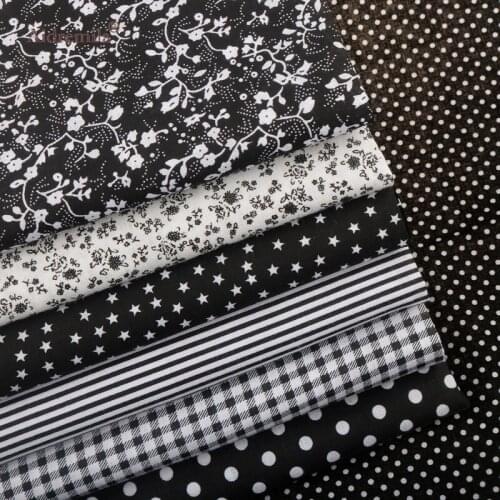 Black Series Thin Plain Cotton Fabric Patchwork For DIY Quilting& Sewing,Fat Quarters Bundle Tissue Tela Cloth Material 50x50cm