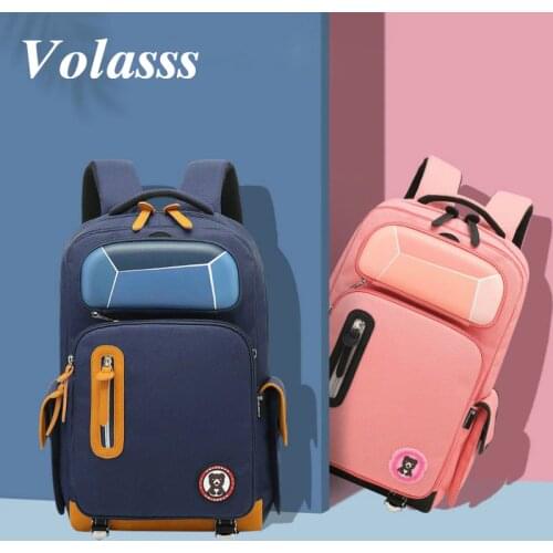 VOLASSS Large Capacity Backpacks For Boys Children Creative Schoolbag With Pencil Case Waterproof Kids School Backpack Bags Girl
