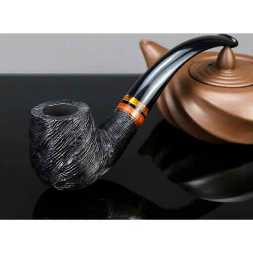 High Quality Briar Tobacco Pipe Random Carved Briar Pipe Smoking Pipe Handmade 9mm Filter Bent Briar Wood Pipe Smoke Tool